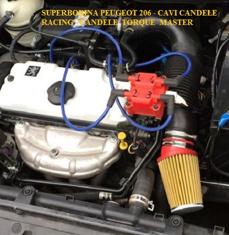 SUPERBOBINA PEUGEOT 206 - CAVI CANDELE RACING-CANDELE TORQUE MASTER